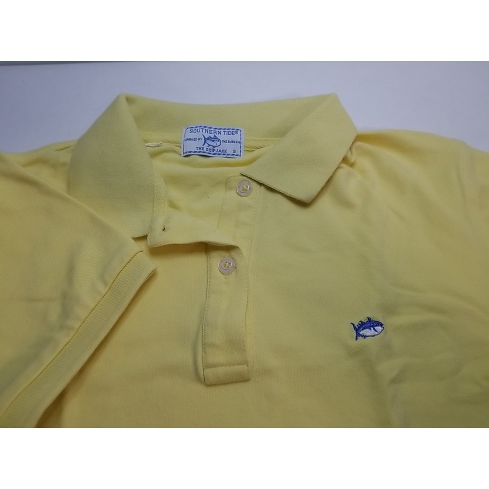Southern Tide The Skipjack Polo Womens Yellow Short Sleeve Shirt Size 2‎